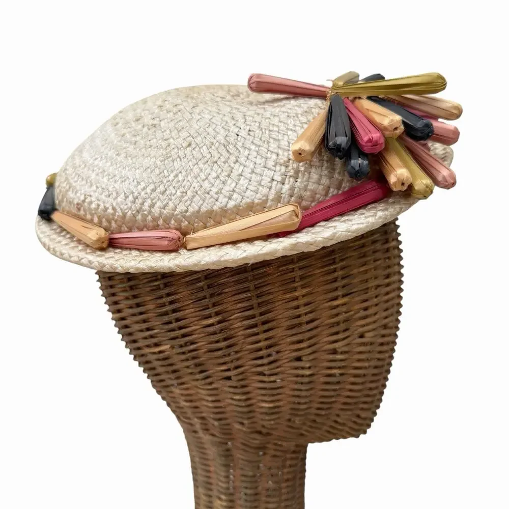 Vintage 1940’s Straw Tilt Hat Very Avant Garde Chic